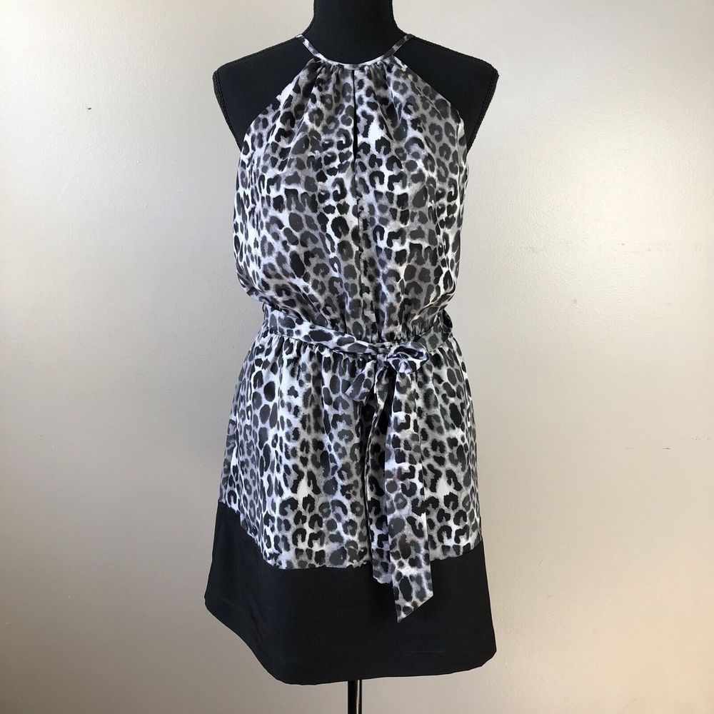 Express Black and White Leopard Print Dress